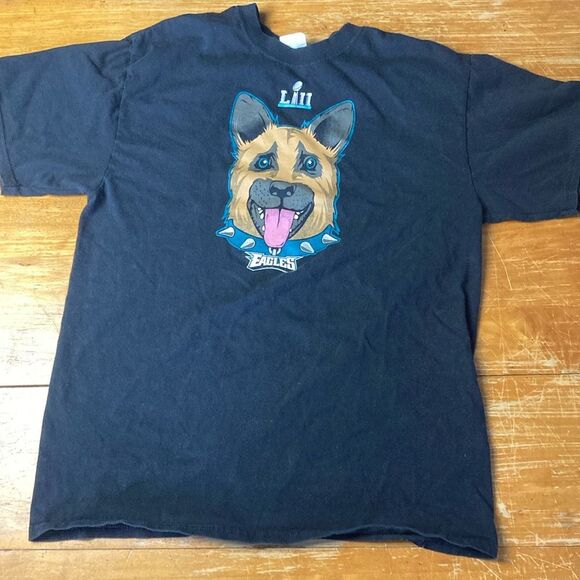 Eagles German Shepherd Dog Black Short Sleeve T-Shirt M LII Super Bowl NFL - Picture 1 of 7